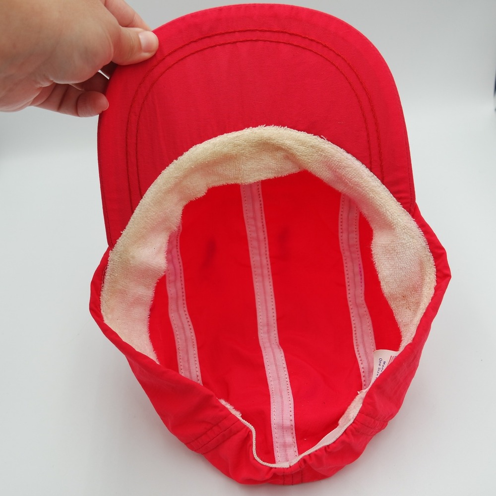 Vintage Neon Pink 5 Panel Camper Hat Elastic Back Cap Made in USA - Picture 8 of 10